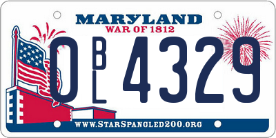 MD license plate 0BL4329