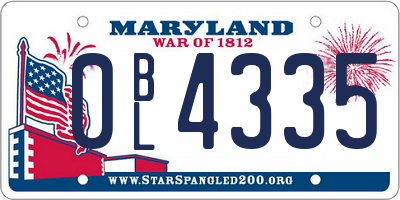 MD license plate 0BL4335