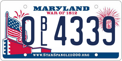 MD license plate 0BL4339