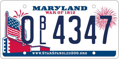 MD license plate 0BL4347