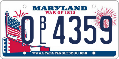 MD license plate 0BL4359