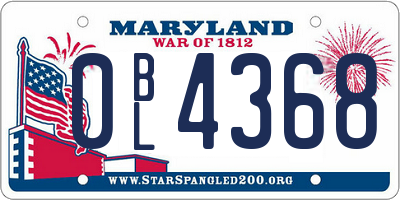 MD license plate 0BL4368