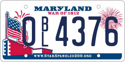MD license plate 0BL4376