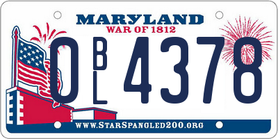 MD license plate 0BL4378