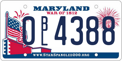MD license plate 0BL4388