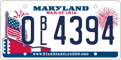 MD license plate 0BL4394