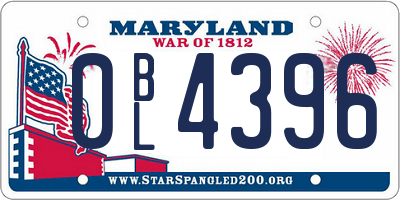 MD license plate 0BL4396