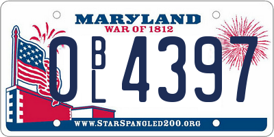 MD license plate 0BL4397