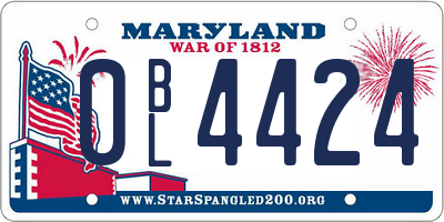 MD license plate 0BL4424