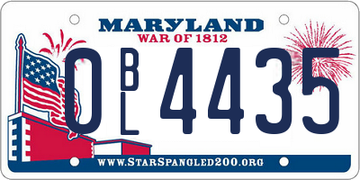 MD license plate 0BL4435