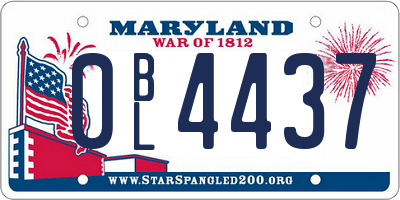 MD license plate 0BL4437