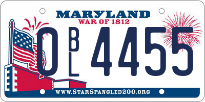 MD license plate 0BL4455