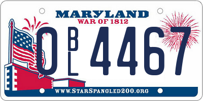MD license plate 0BL4467