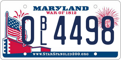 MD license plate 0BL4498