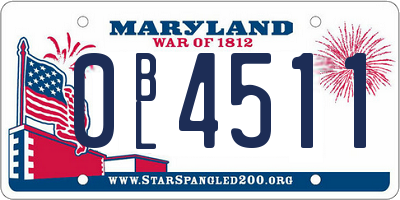 MD license plate 0BL4511