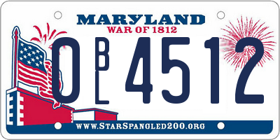 MD license plate 0BL4512