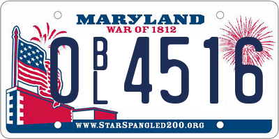 MD license plate 0BL4516