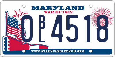MD license plate 0BL4518