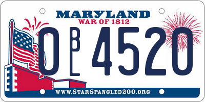 MD license plate 0BL4520