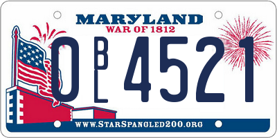 MD license plate 0BL4521