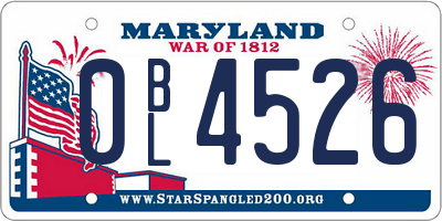 MD license plate 0BL4526