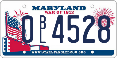 MD license plate 0BL4528