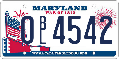 MD license plate 0BL4542