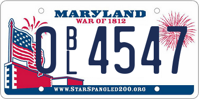 MD license plate 0BL4547