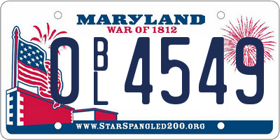 MD license plate 0BL4549