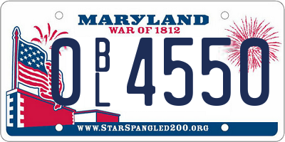 MD license plate 0BL4550