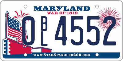 MD license plate 0BL4552