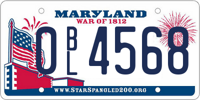 MD license plate 0BL4568