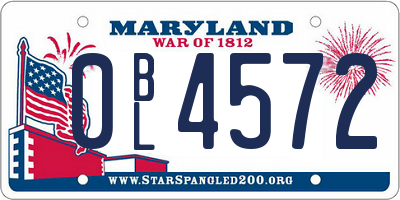 MD license plate 0BL4572