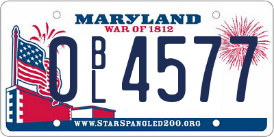 MD license plate 0BL4577
