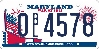 MD license plate 0BL4578