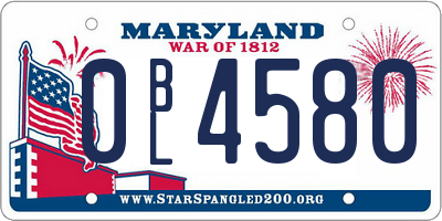 MD license plate 0BL4580