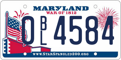 MD license plate 0BL4584