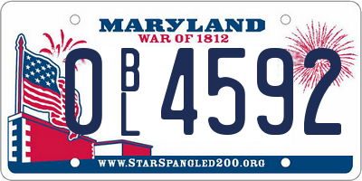 MD license plate 0BL4592