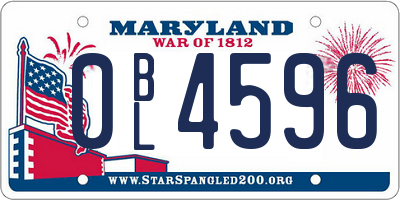 MD license plate 0BL4596
