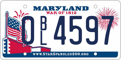MD license plate 0BL4597