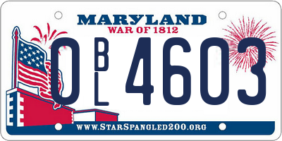MD license plate 0BL4603