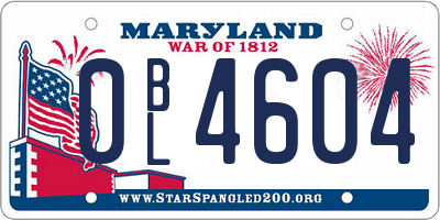 MD license plate 0BL4604