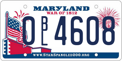 MD license plate 0BL4608