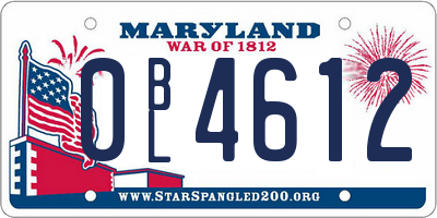 MD license plate 0BL4612