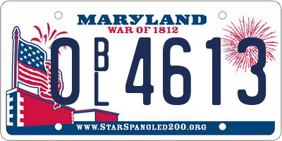 MD license plate 0BL4613