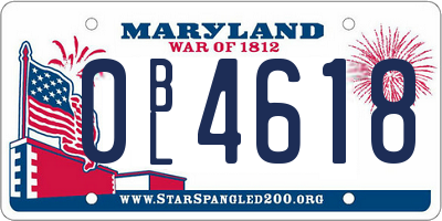 MD license plate 0BL4618