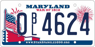 MD license plate 0BL4624