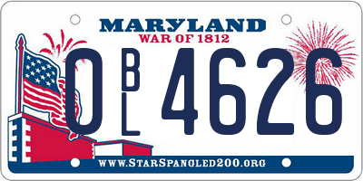 MD license plate 0BL4626