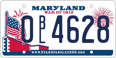 MD license plate 0BL4628