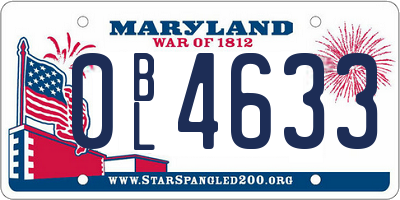 MD license plate 0BL4633